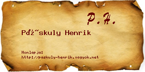 Páskuly Henrik névjegykártya